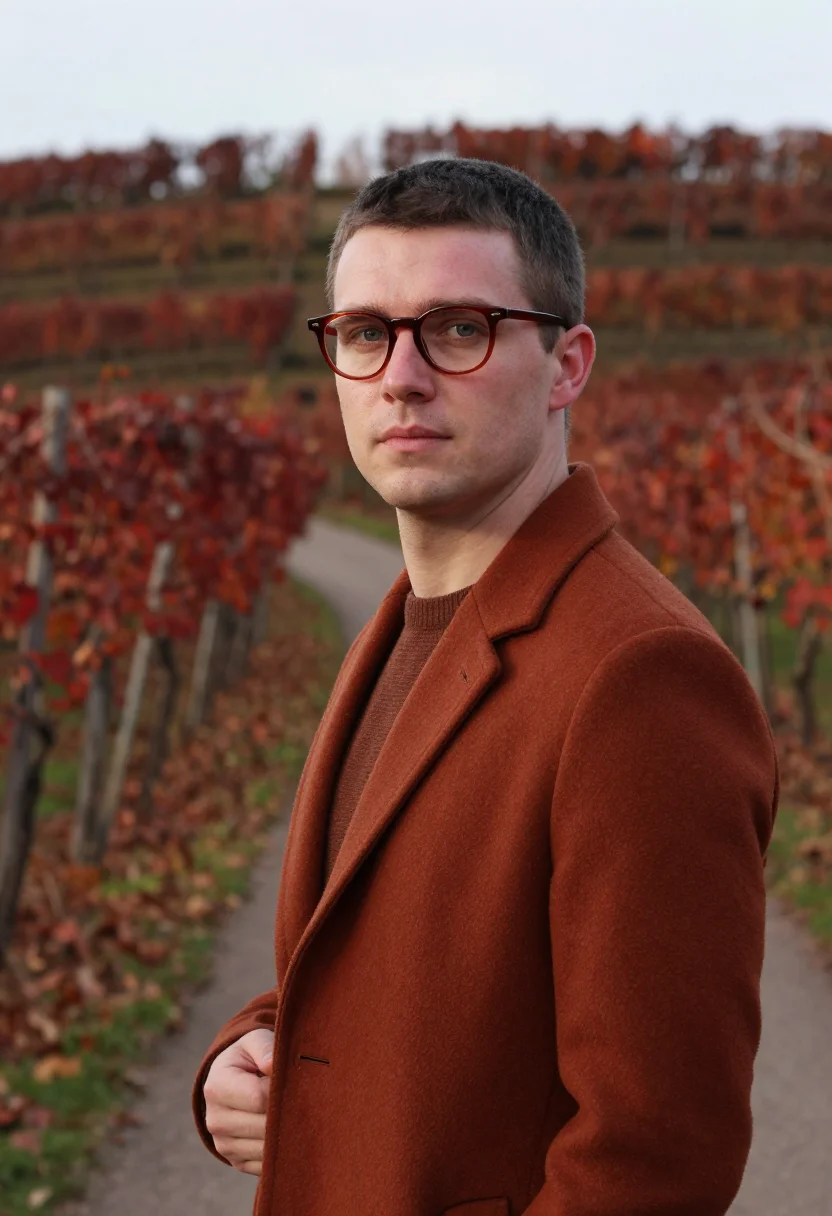 AI heidelberg philosophenweg russet sample — portrait of a man, framed chest-up from the ribs, the body c