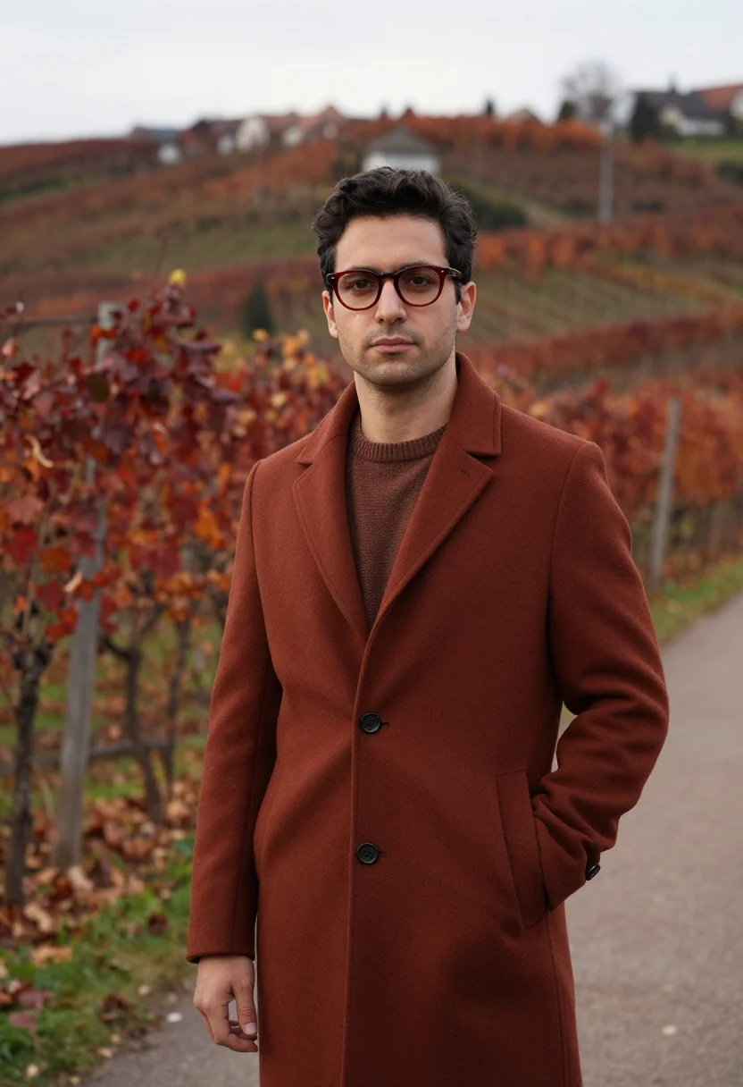 AI heidelberg philosophenweg russet sample — portrait of a man, framed half-length from the waist up on t