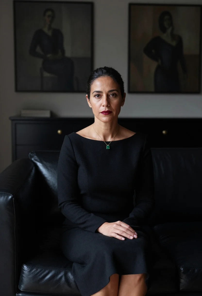 AI helena rubinstein quai de bethune black sample — portrait of a woman, framed half-length, cropped at the hips