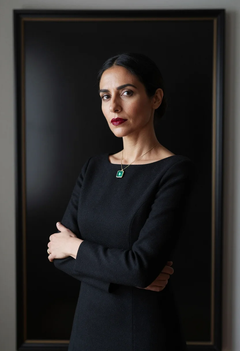 AI helena rubinstein quai de bethune black sample — portrait of a woman, framed half-length, cropped at the wais