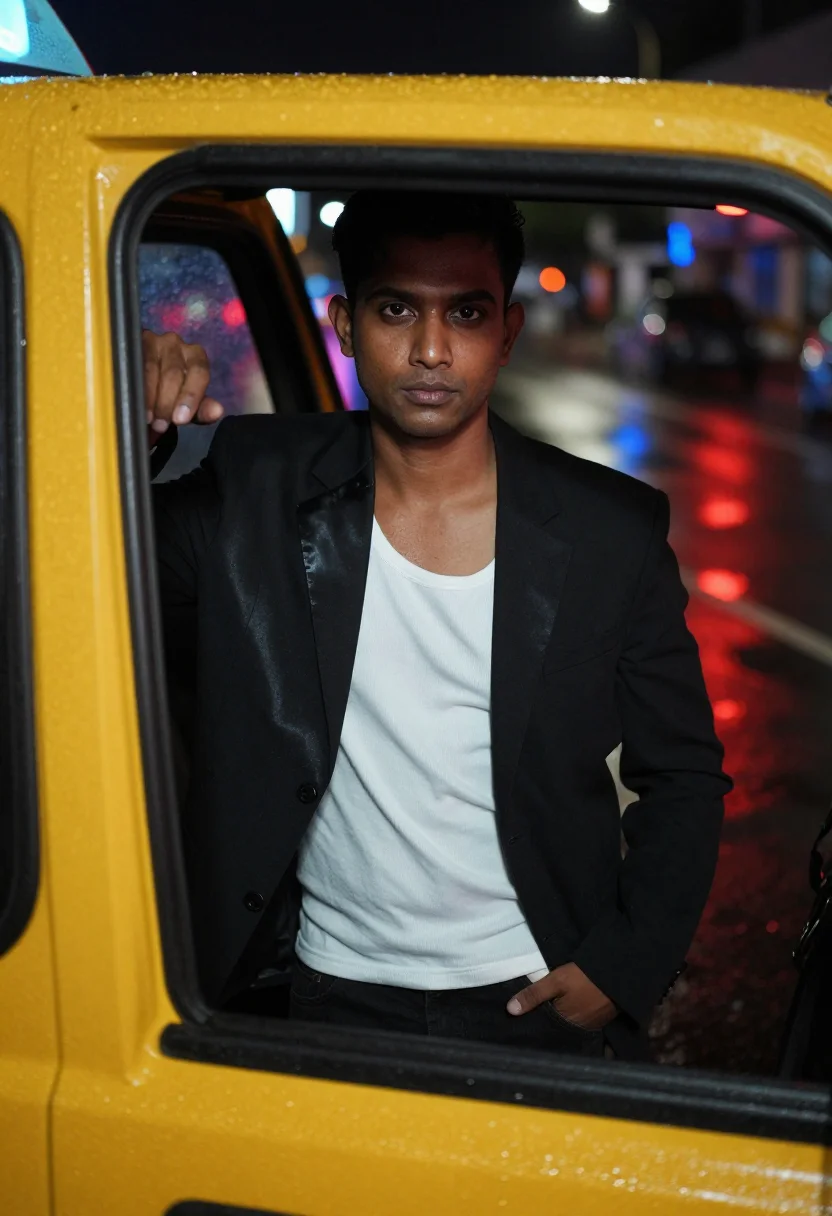 AI helmut lang sample — chest-up portrait of a South-Asian man in his early thirties