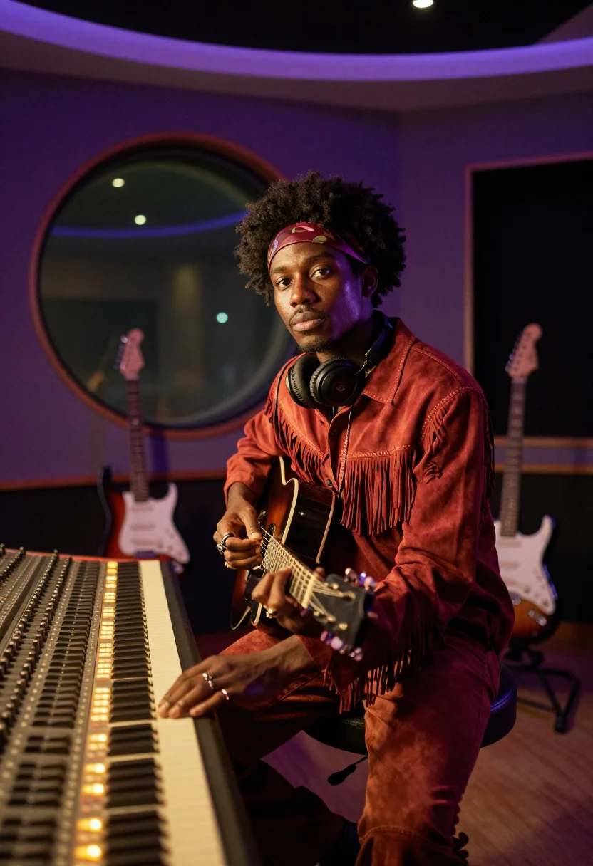 AI hendrix sample — portrait of a man, three-quarter-length portrait of a Black