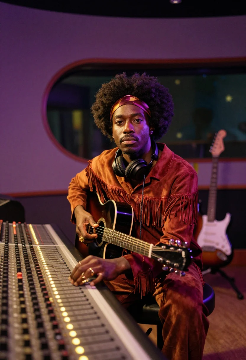 AI hendrix sample — portrait of a man, half-length portrait of a Black man of Af