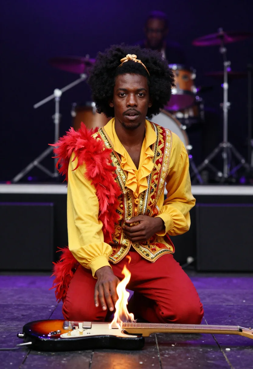 AI hendrix sample — portrait of a man, close half-length portrait of a Black man