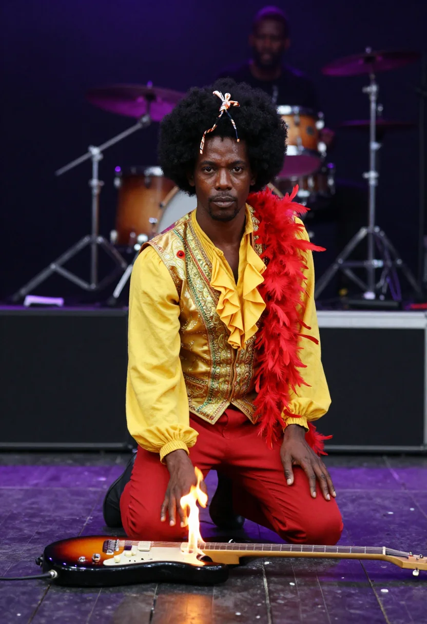 AI hendrix sample — portrait of a man, half-length portrait of a Black man of Af