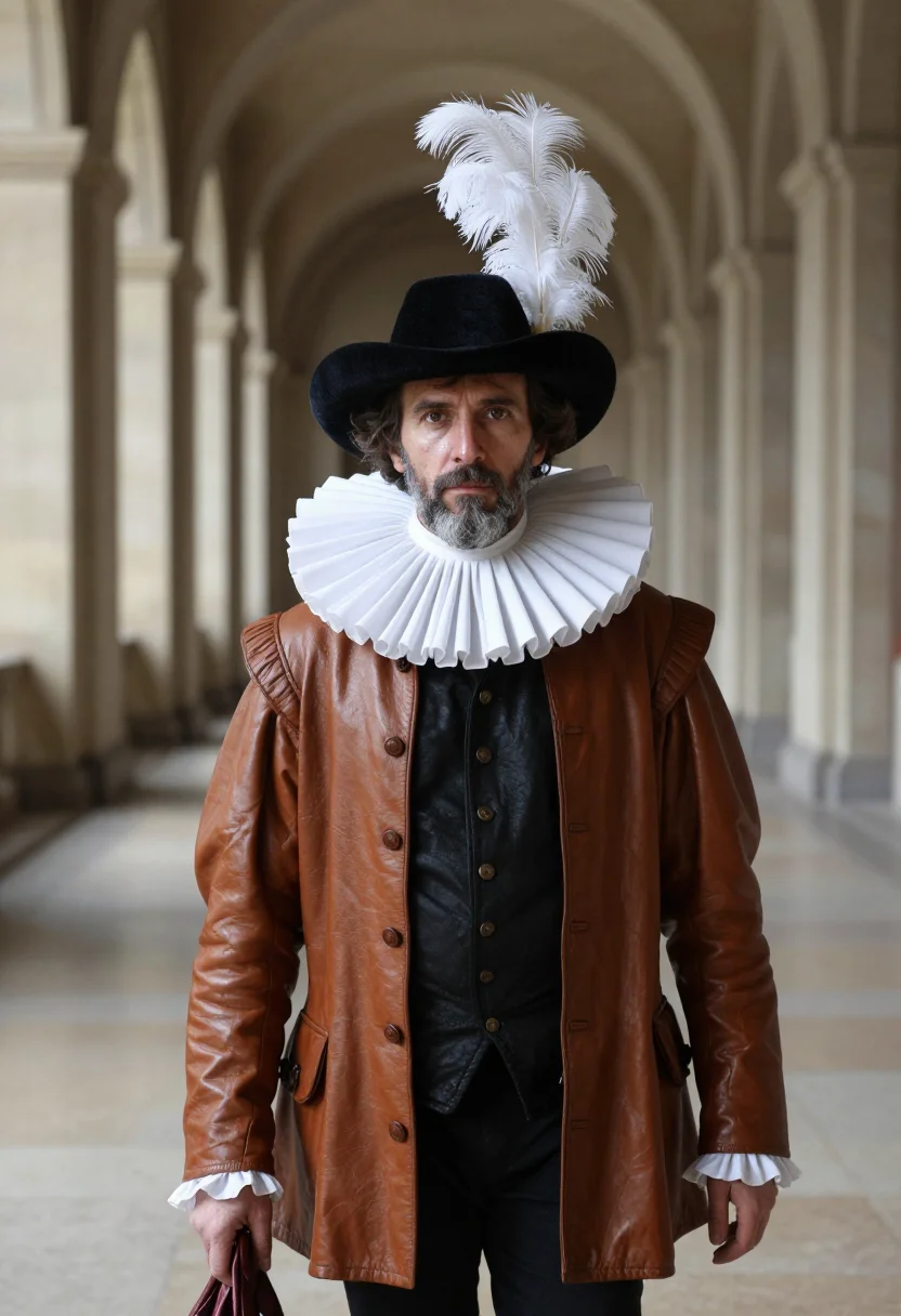 AI henri iv panache sample — portrait of a man, chest-up portrait of a Western-European m