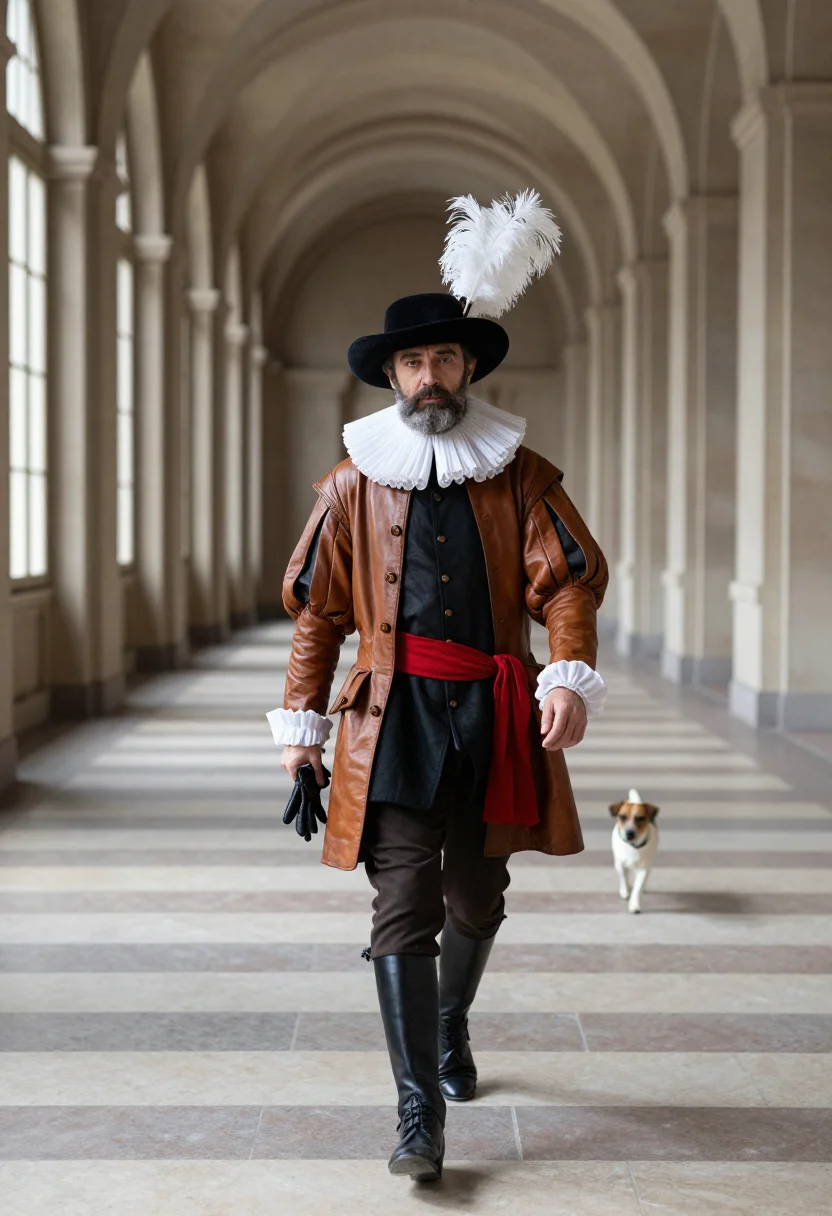 AI henri iv panache sample — portrait of a man, wide full-length portrait of a Western-Eu
