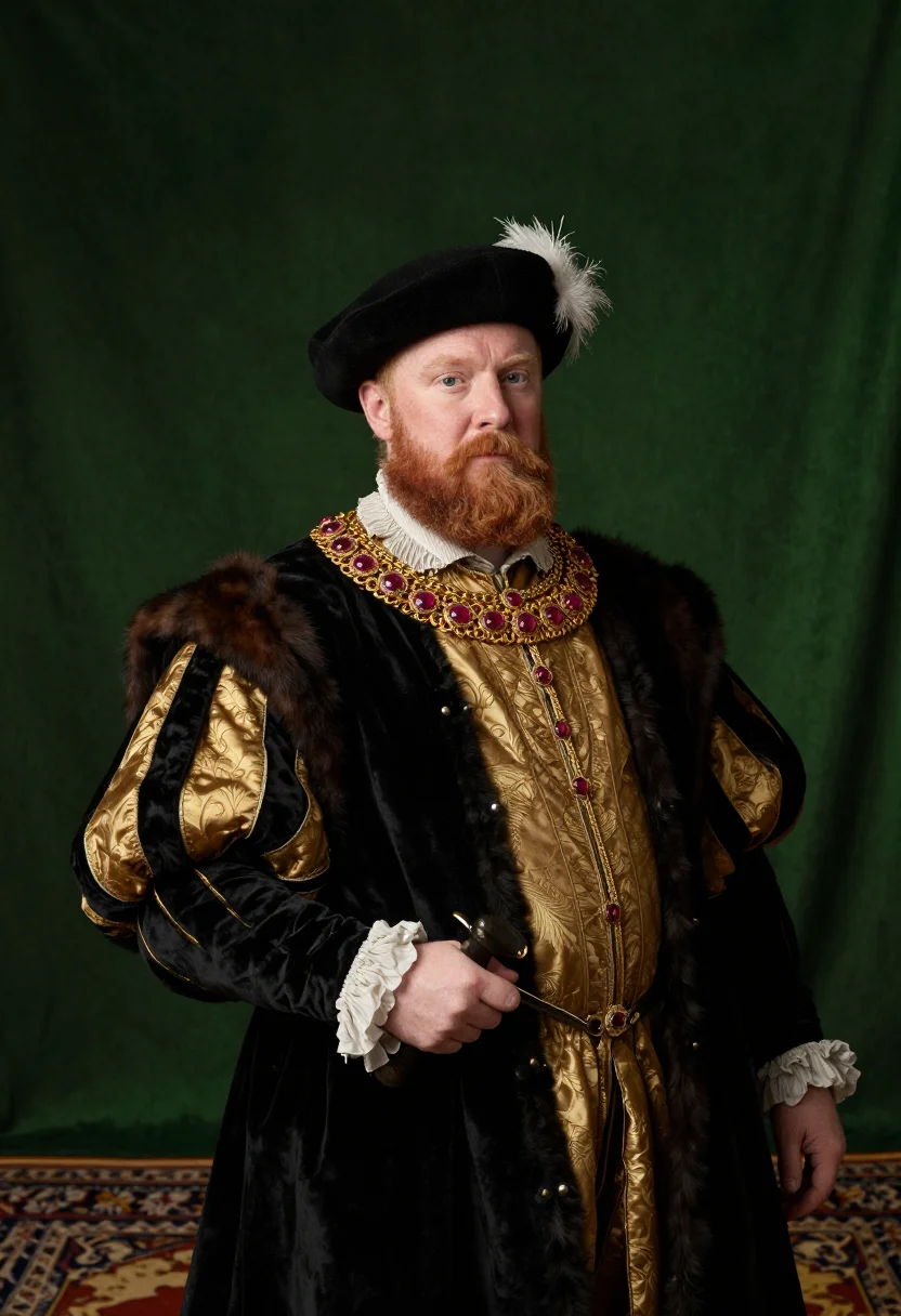 AI henry viii sample — portrait of a man, chest-up portrait of an English man in hi