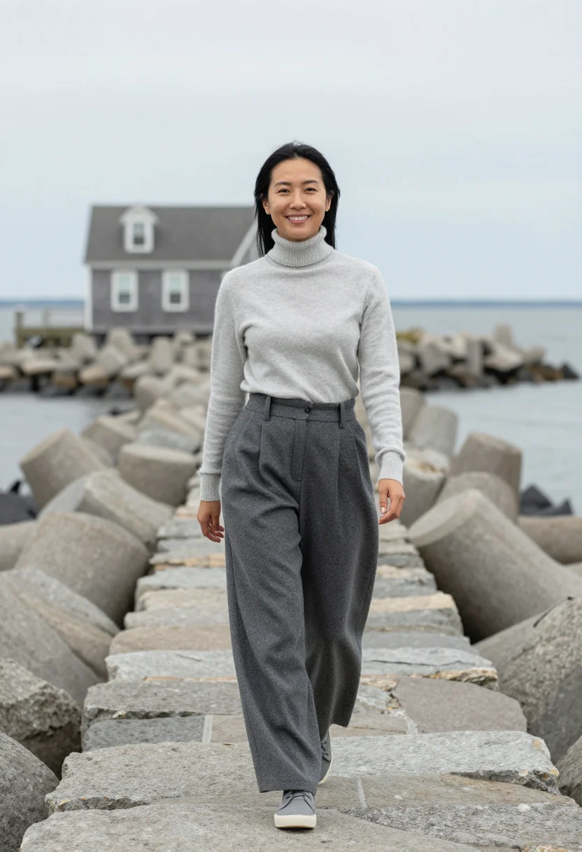 AI hepburn fenwick actress sound grey sample — portrait of a woman, in her late twenties, of Korean-America