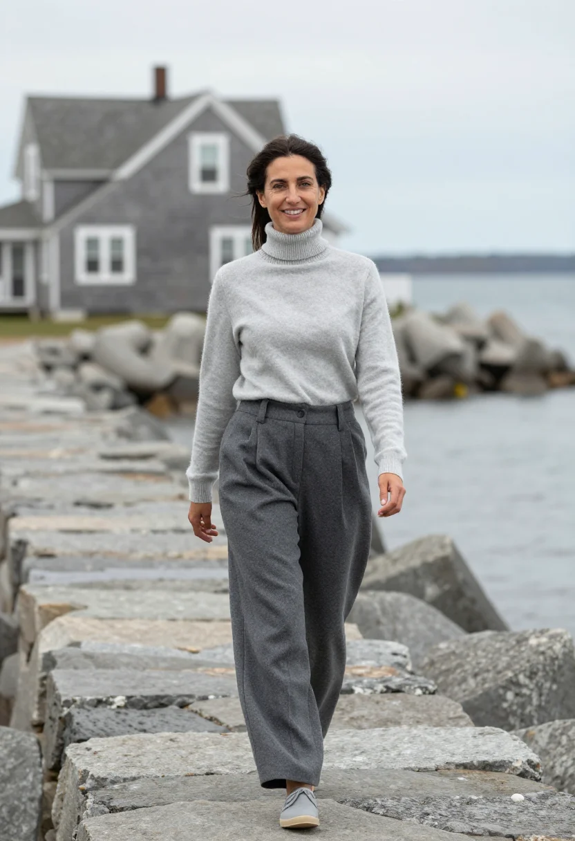 AI hepburn fenwick actress sound grey sample — portrait of a woman, in her early forties, of Greek-American