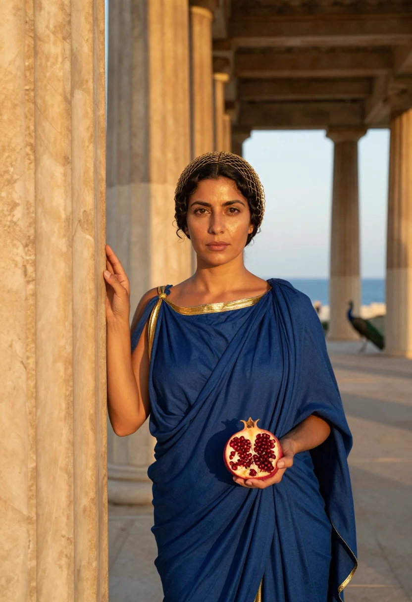 AI hera sample — portrait of a woman, chest-up portrait of a Mediterranean wo