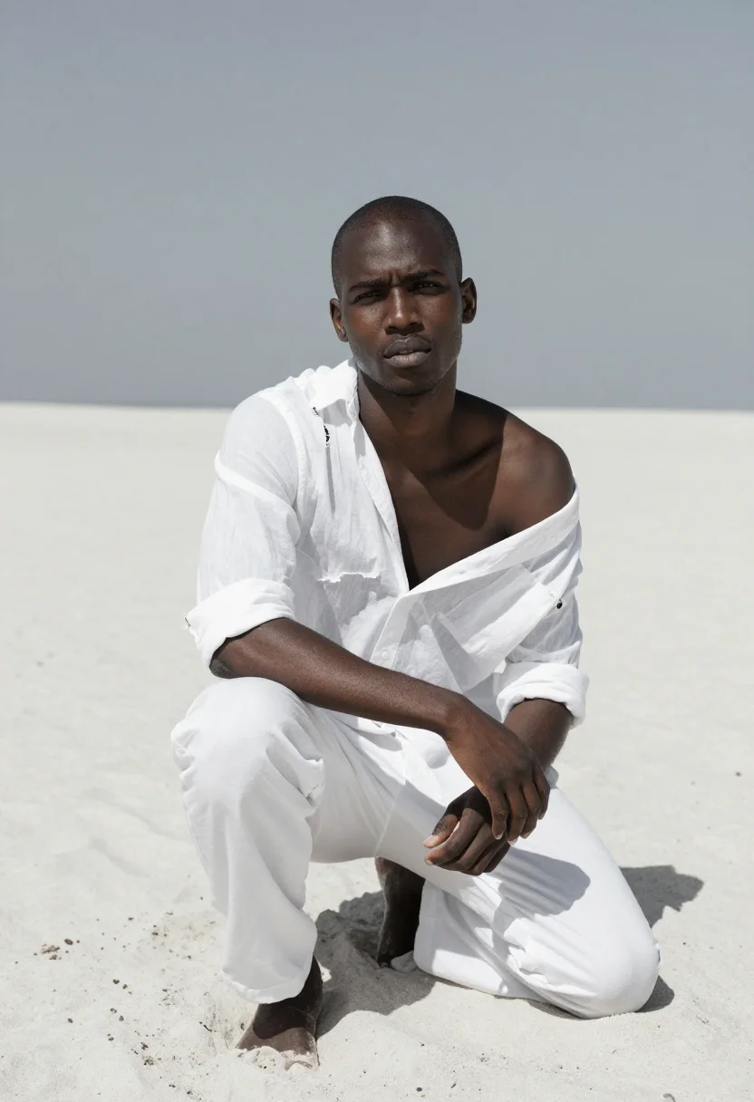 AI herb ritts sample — portrait of a man, seated half-length portrait of a Black ma