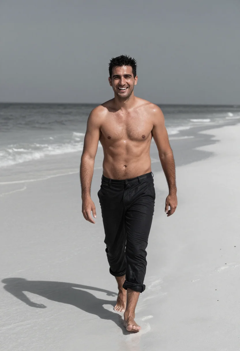 AI herb ritts sample — portrait of a man, walking three-quarter portrait of a Medit