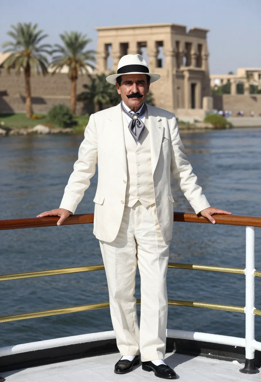 AI hercule poirot sample — portrait of a man, half-length portrait of a Belgian man wit