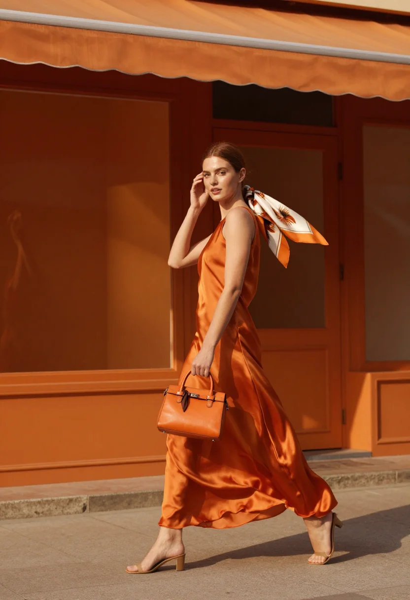 AI hermes orange sample — portrait of a woman, a woman in her twenties with fair skin