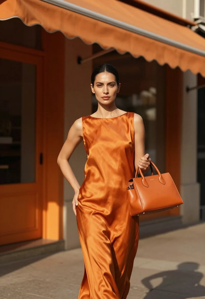 AI hermes orange sample — portrait of a woman, a woman in her thirties with olive skin