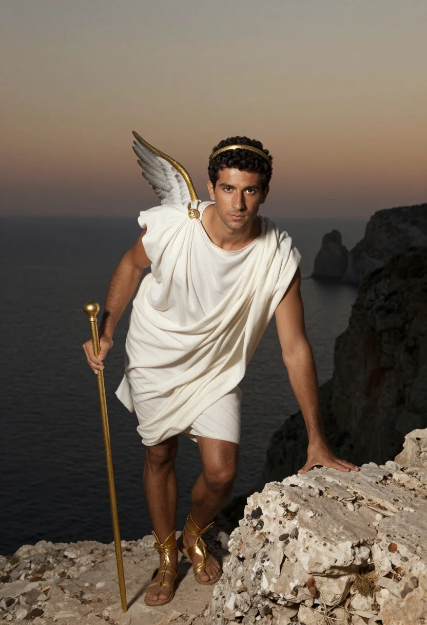AI hermes sample — portrait of a man, three-quarter-length portrait of a Greek