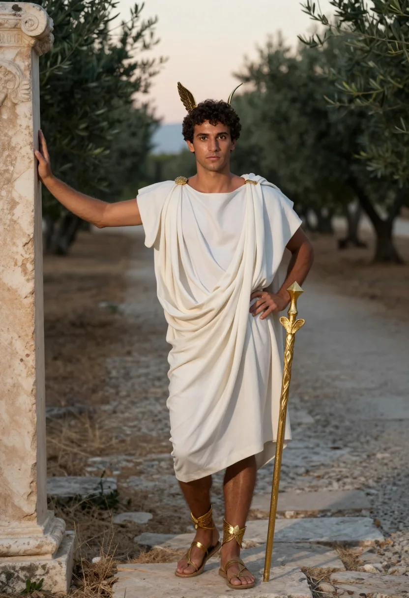 AI hermes sample — portrait of a man, three-quarter-length portrait of a Greek