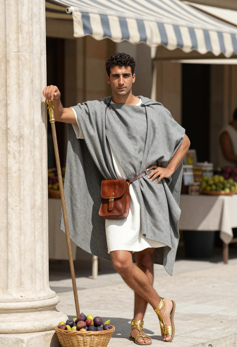 AI hermes sample — portrait of a man, three-quarter-length portrait of a Greek