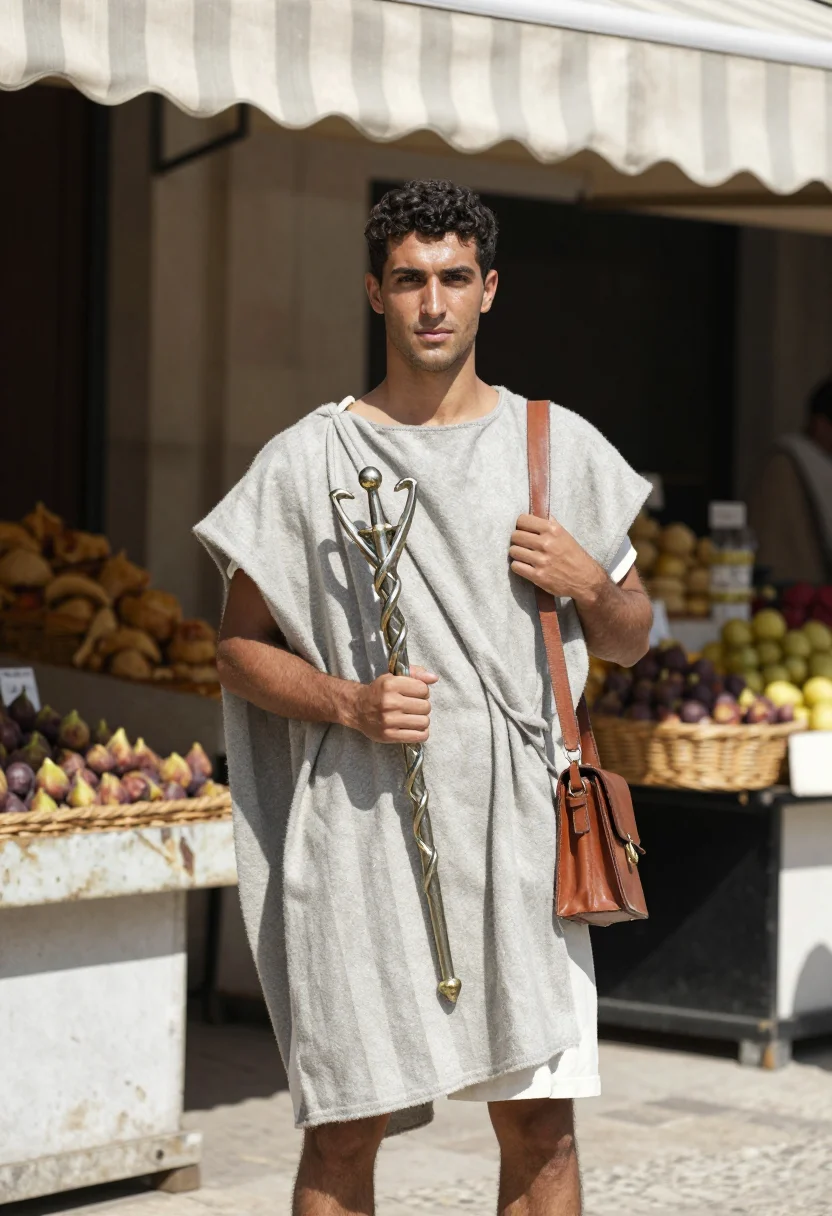 AI hermes sample — portrait of a man, half-length portrait of a Greek man in hi