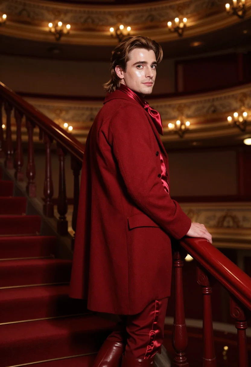 AI hernani rouge sample — portrait of a man, in his late twenties with fair pale skin,