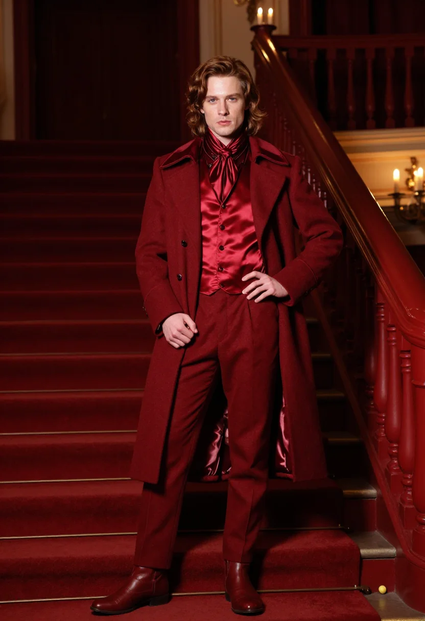 AI hernani rouge sample — portrait of a man, in his late twenties with fair pale skin,