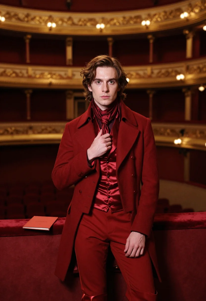 AI hernani rouge sample — portrait of a man, in his late twenties with fair pale skin,