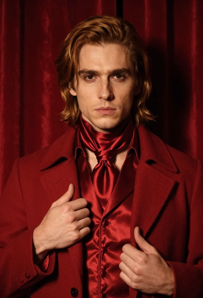 AI hernani rouge sample — portrait of a man, in his late twenties with fair pale skin,
