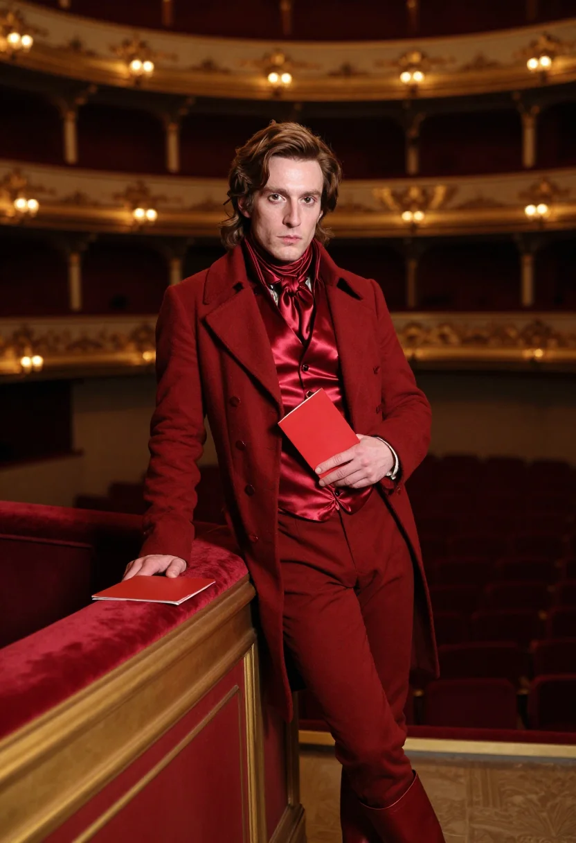 AI hernani rouge sample — portrait of a man, in his late twenties with fair pale skin,