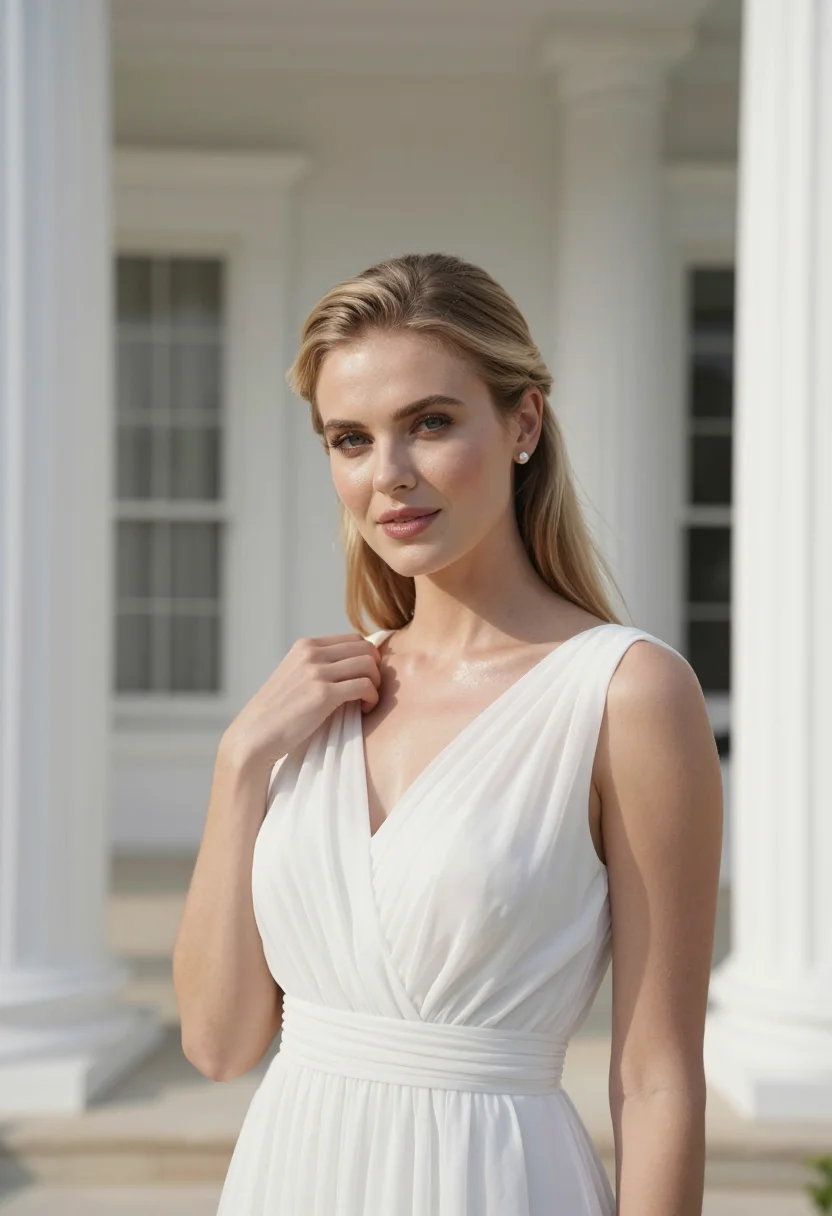 AI high society newport white sample — portrait of a woman, a Western European woman in her late tw