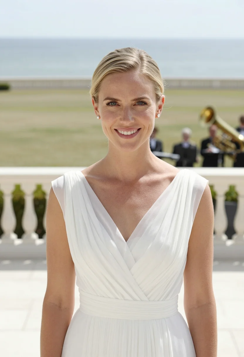 AI high society newport white sample — portrait of a woman, a Western European woman in her late tw