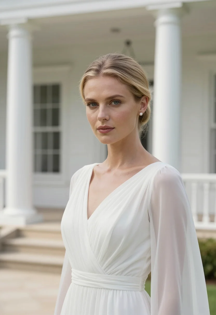 AI high society newport white sample — portrait of a woman, a Western European woman in her late tw