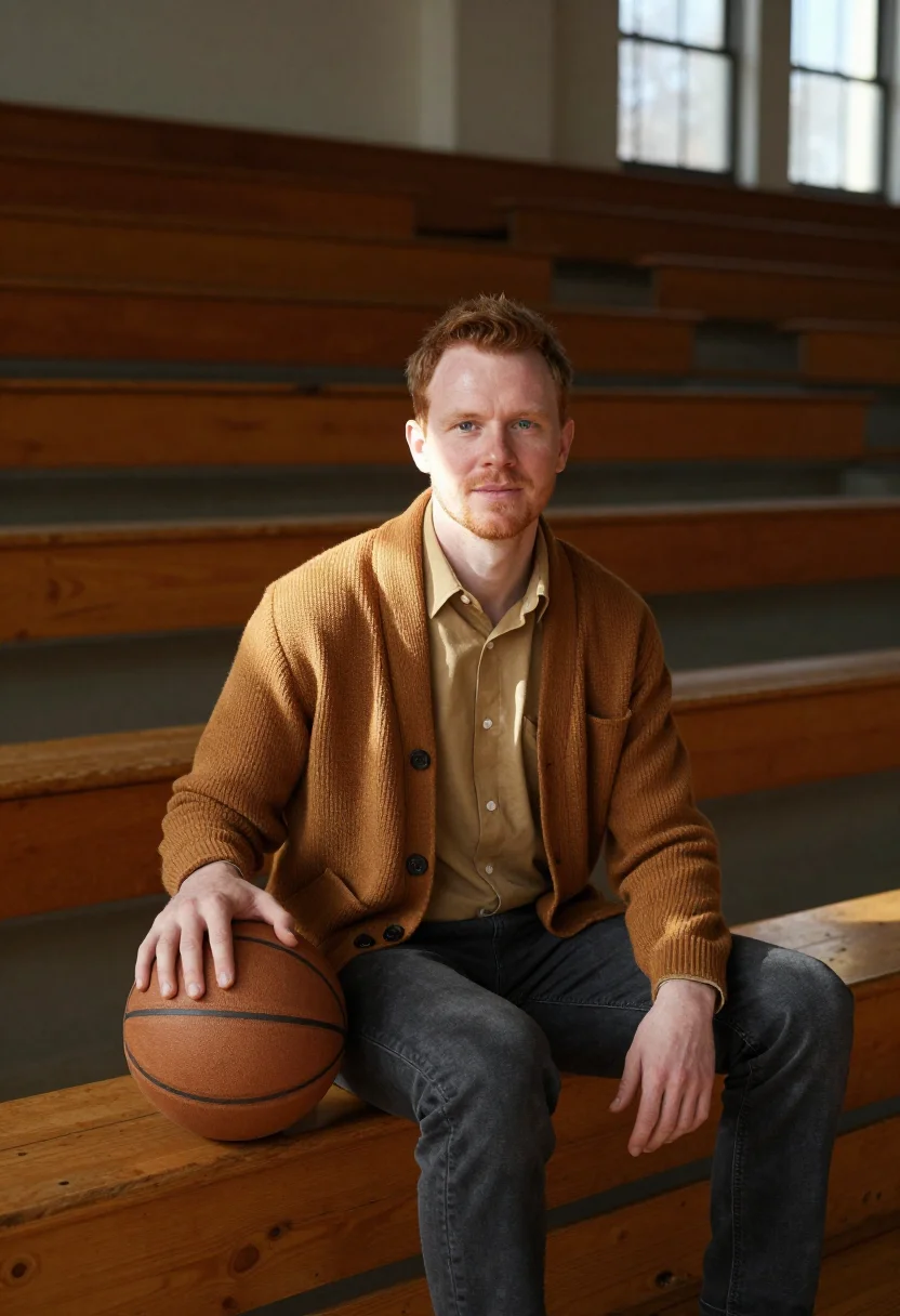 AI hinkle fieldhouse basketball coach maple sample — portrait of a man, a man in his forties with ruddy fair skin