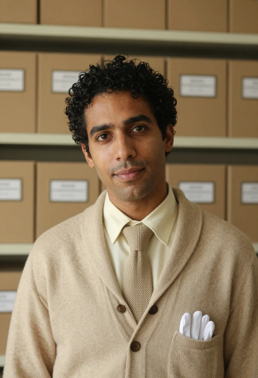 AI historian archive parchment sample — portrait of a man, framed tight on the head and the top of t