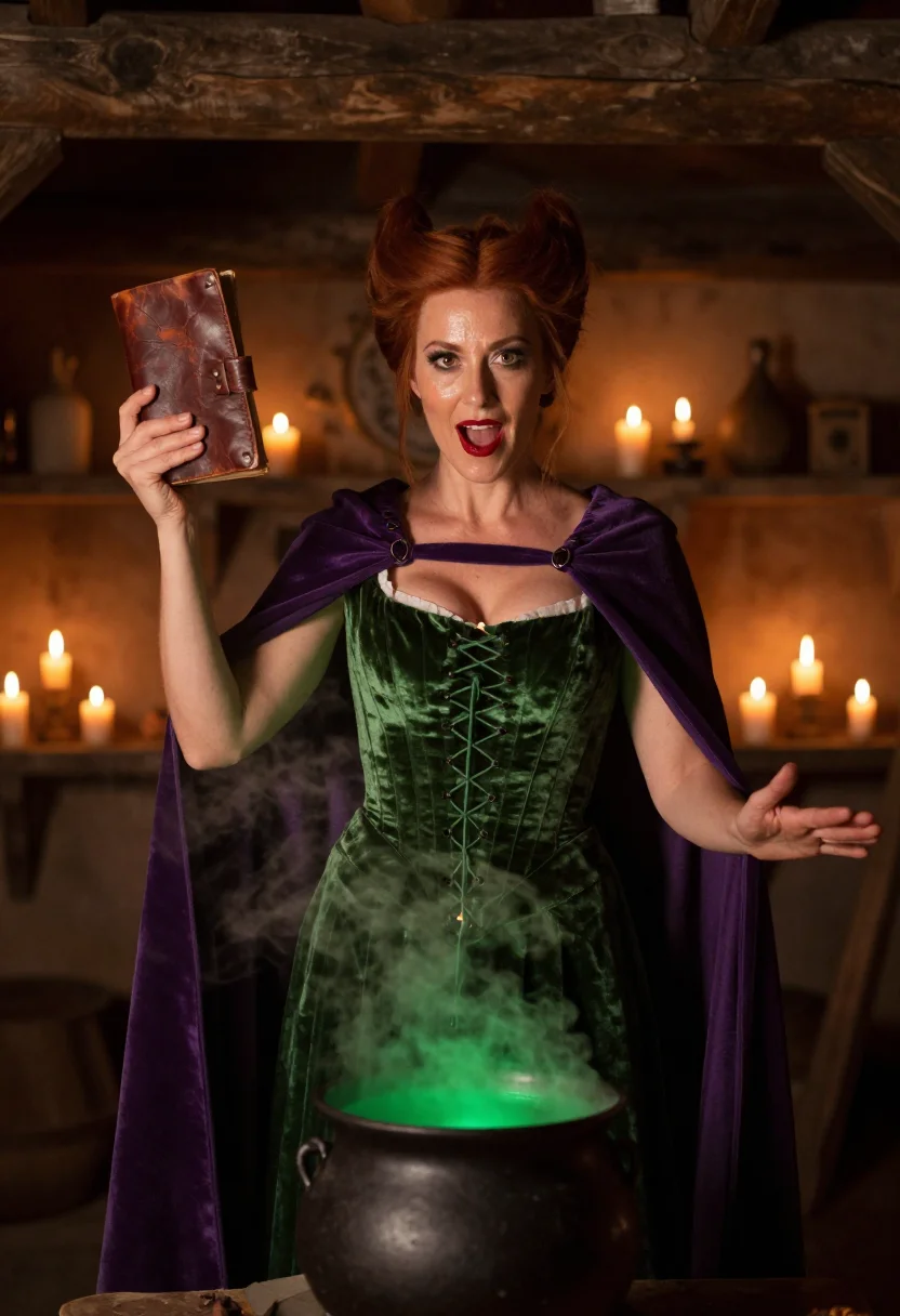AI hocus pocus winifred sample — portrait of a woman, half-length portrait of a Western-Europ