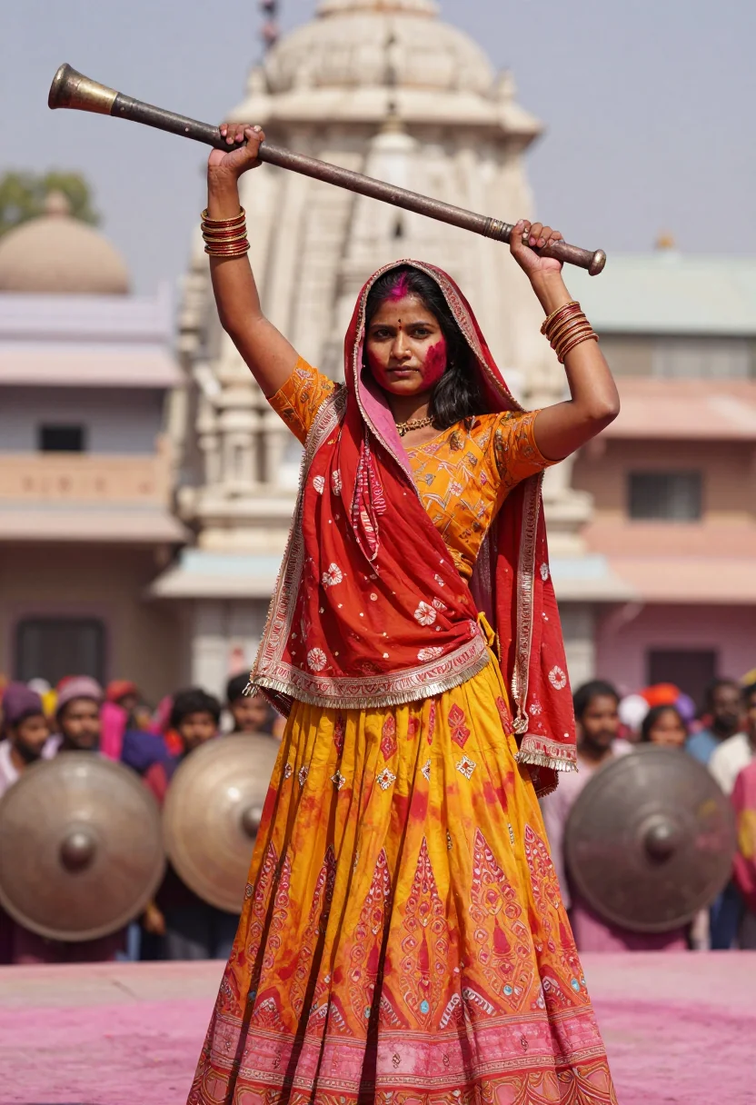AI holi vrindavan sample — portrait of a woman, mid-shot portrait of a North Indian wom