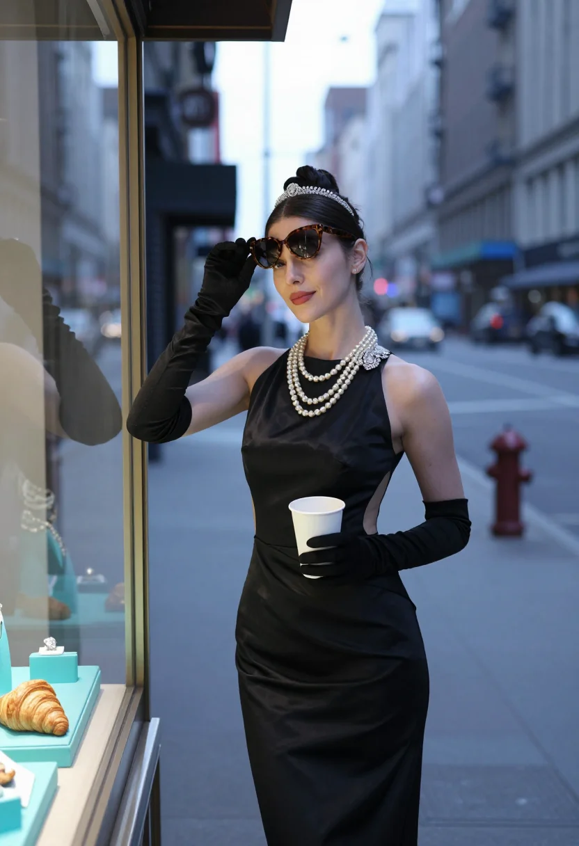 AI holly golightly sample — editorial portrait photograph, a Western-European woman in h