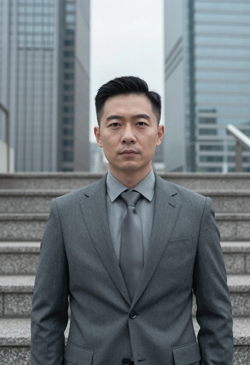 AI hong kong central banker slate sample — portrait of a man, framed head and shoulders, tighter, the b