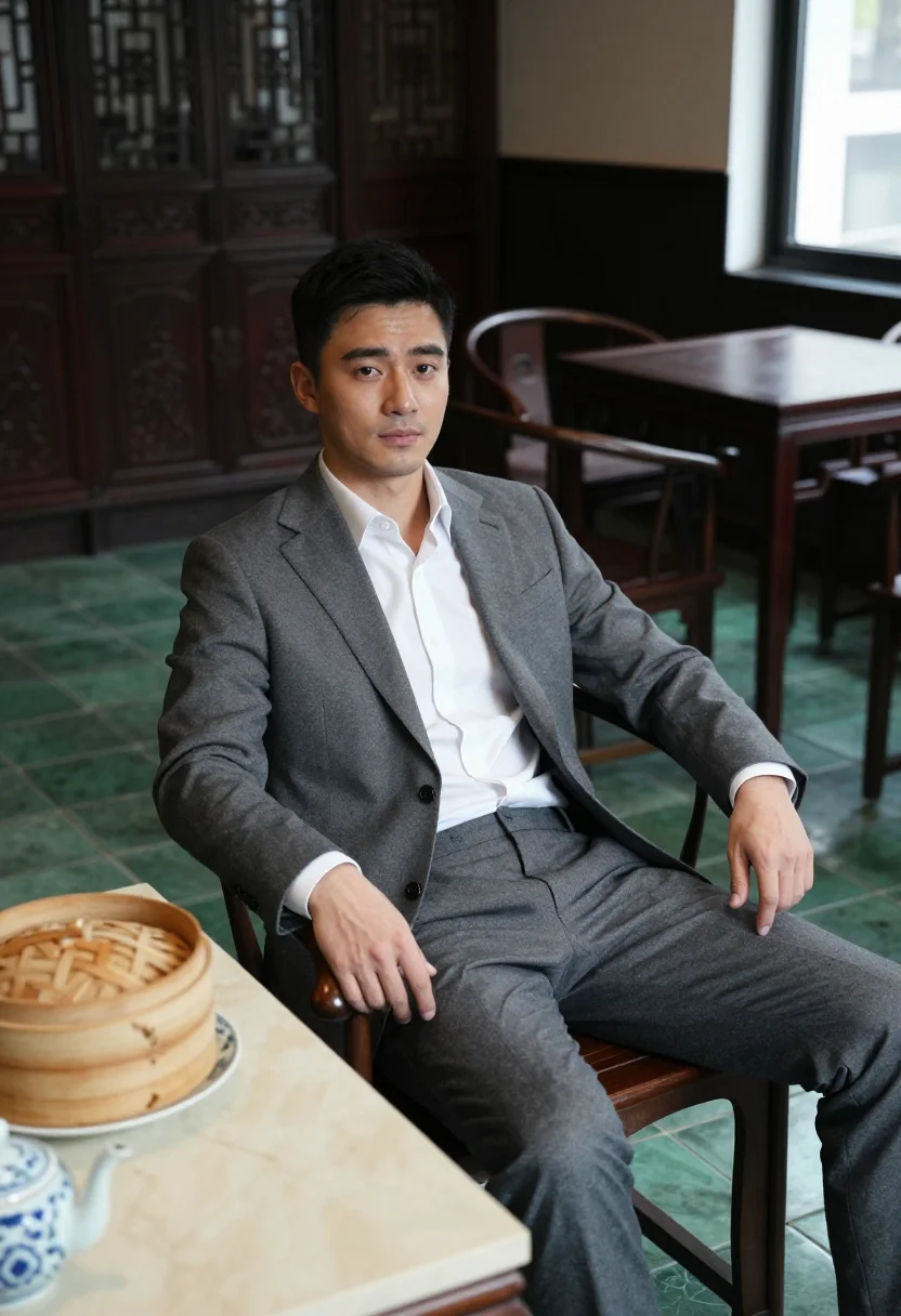 AI hong kong central sample — portrait of a man, three-quarter-length portrait of a Eurasi