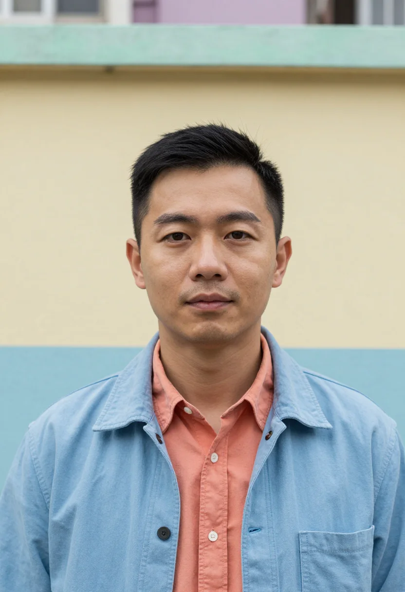 AI hong kong estate architect rainbow palette sample — portrait of a man, a Hong Kong Chinese architect in his earl