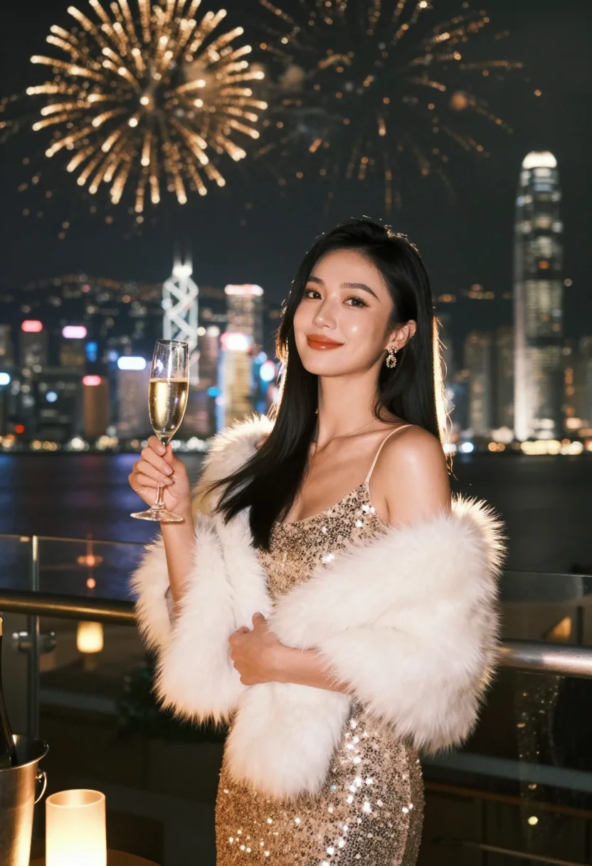 AI hong kong harbour nye sample — portrait of a woman, half-length portrait of a Hong Kong Chi