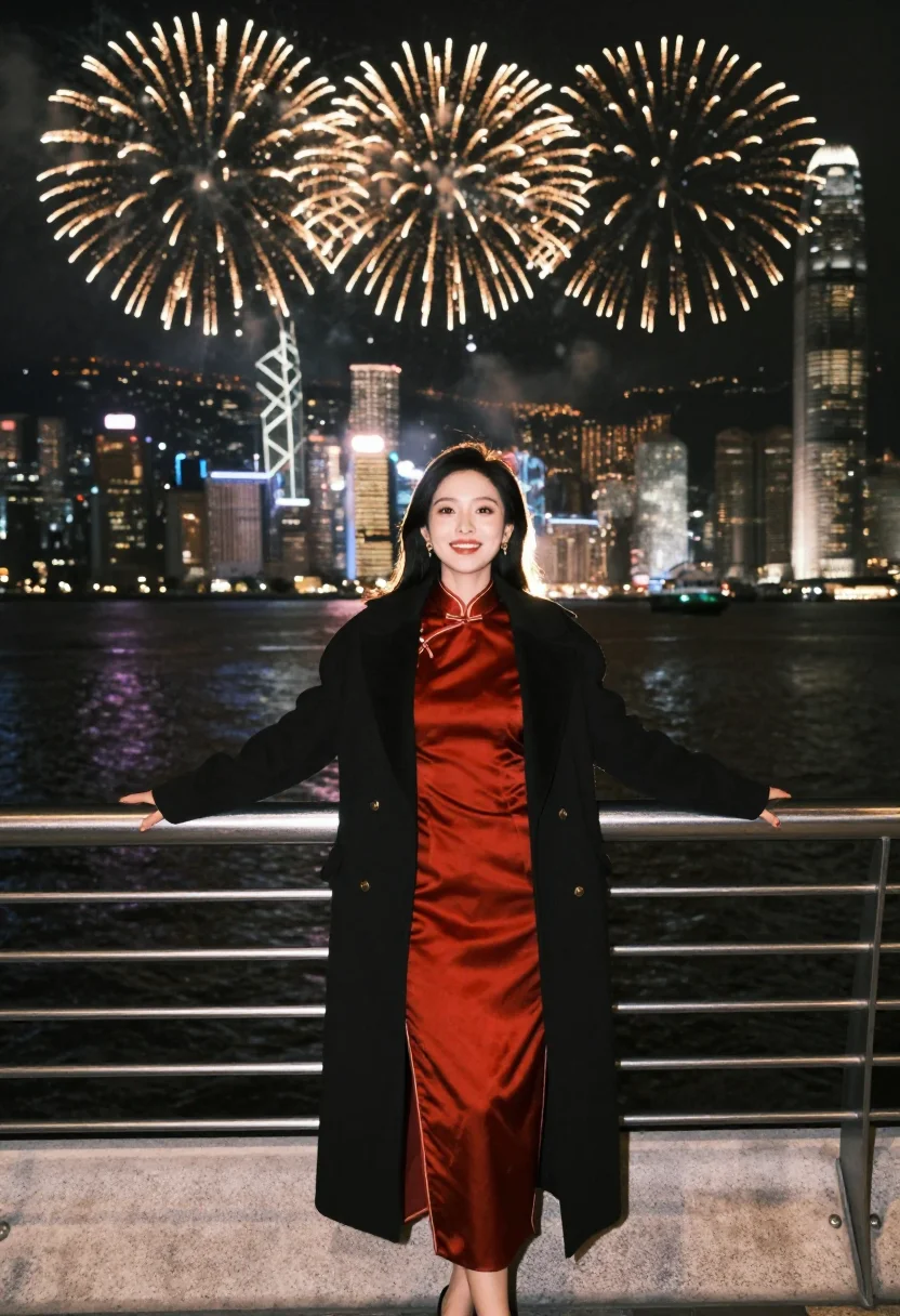 AI hong kong harbour nye sample — portrait of a woman, full-length frontal portrait of a Hong