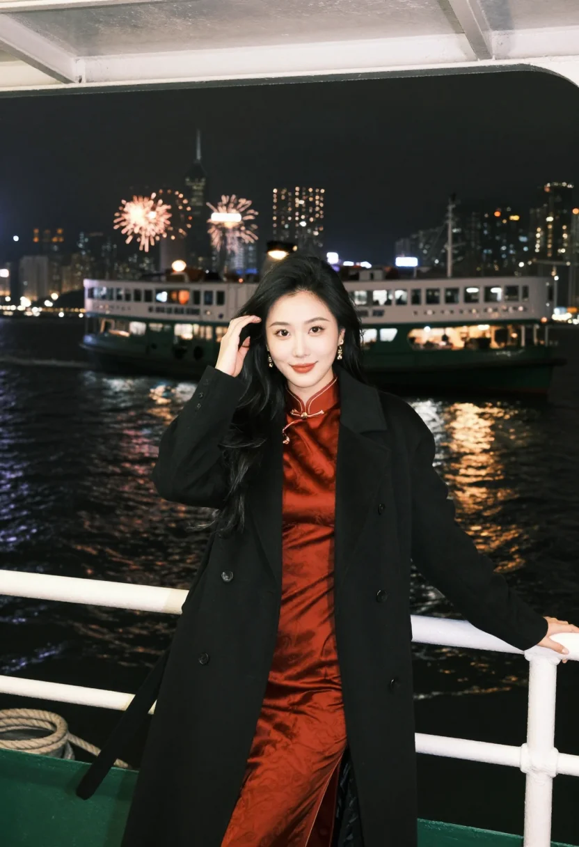 AI hong kong harbour nye sample — portrait of a woman, half-length frontal portrait of a Hong