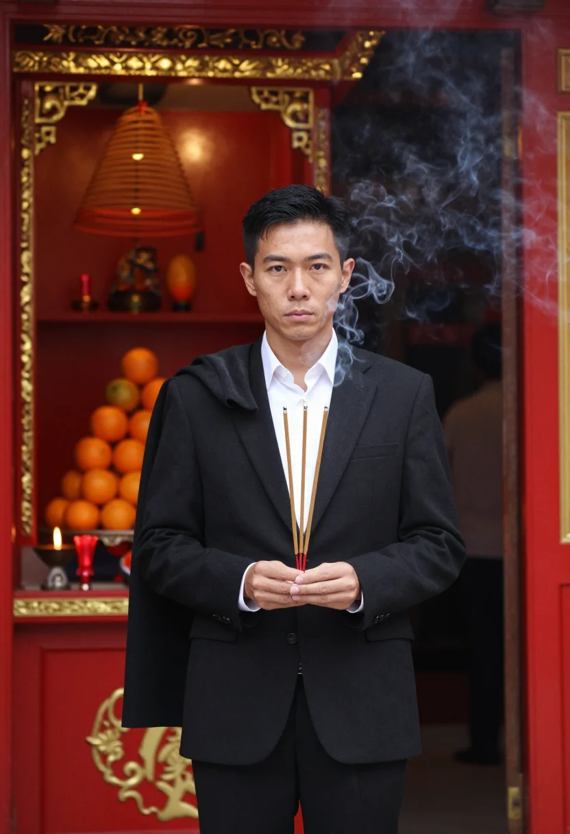 AI hong kong triad sample — portrait of a man, half-length portrait of a Hong Kong Chine