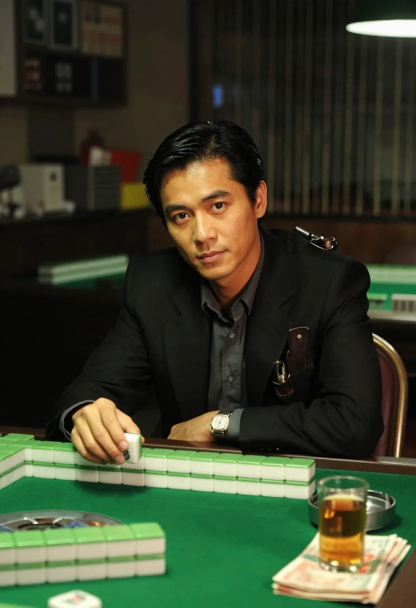 AI hong kong triad sample — portrait of a man, waist-up portrait of a Hong Kong Chinese