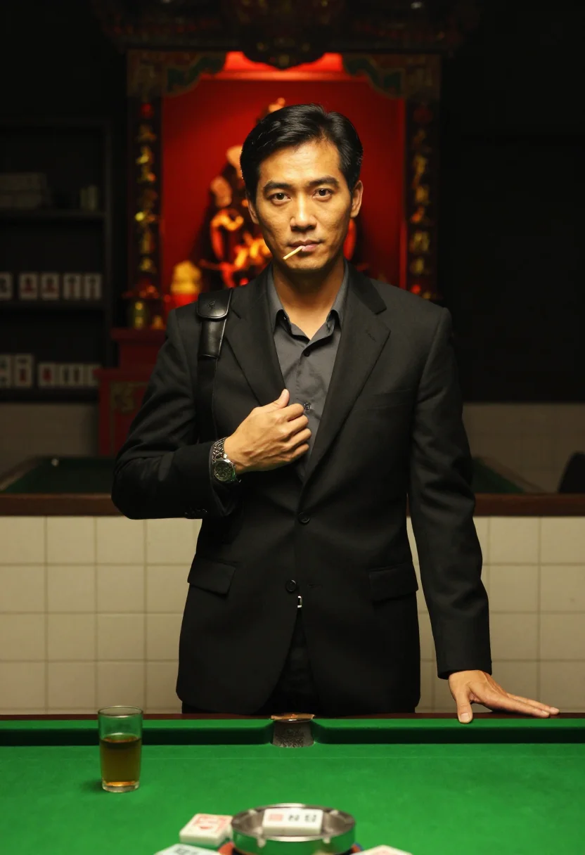 AI hong kong triad sample — portrait of a man, three-quarter-length portrait of a Hong K