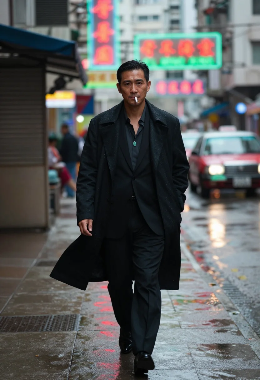 AI hong kong triad sample — portrait of a man, full-length portrait of a Hong Kong Chine