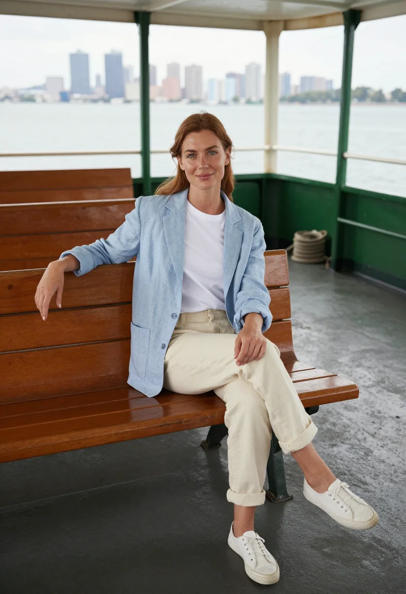 AI hong kong sample — portrait of a woman, full-length seated portrait of a Wester