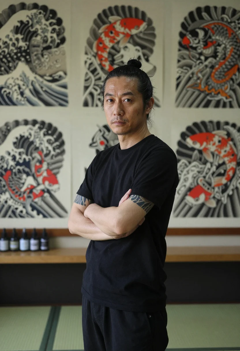 AI horishi sample — portrait of a man, half-length portrait of a Japanese man in