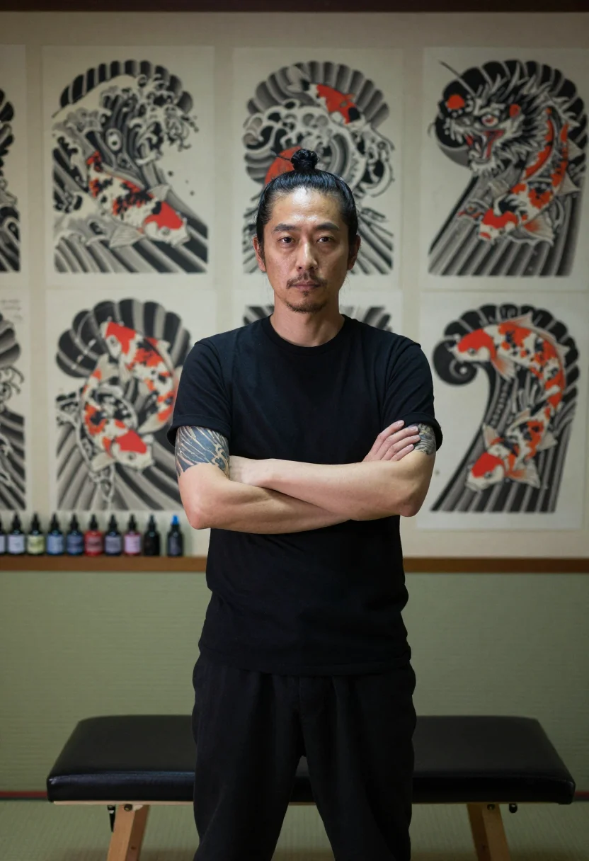 AI horishi sample — portrait of a man, three-quarter-length portrait of a Japane